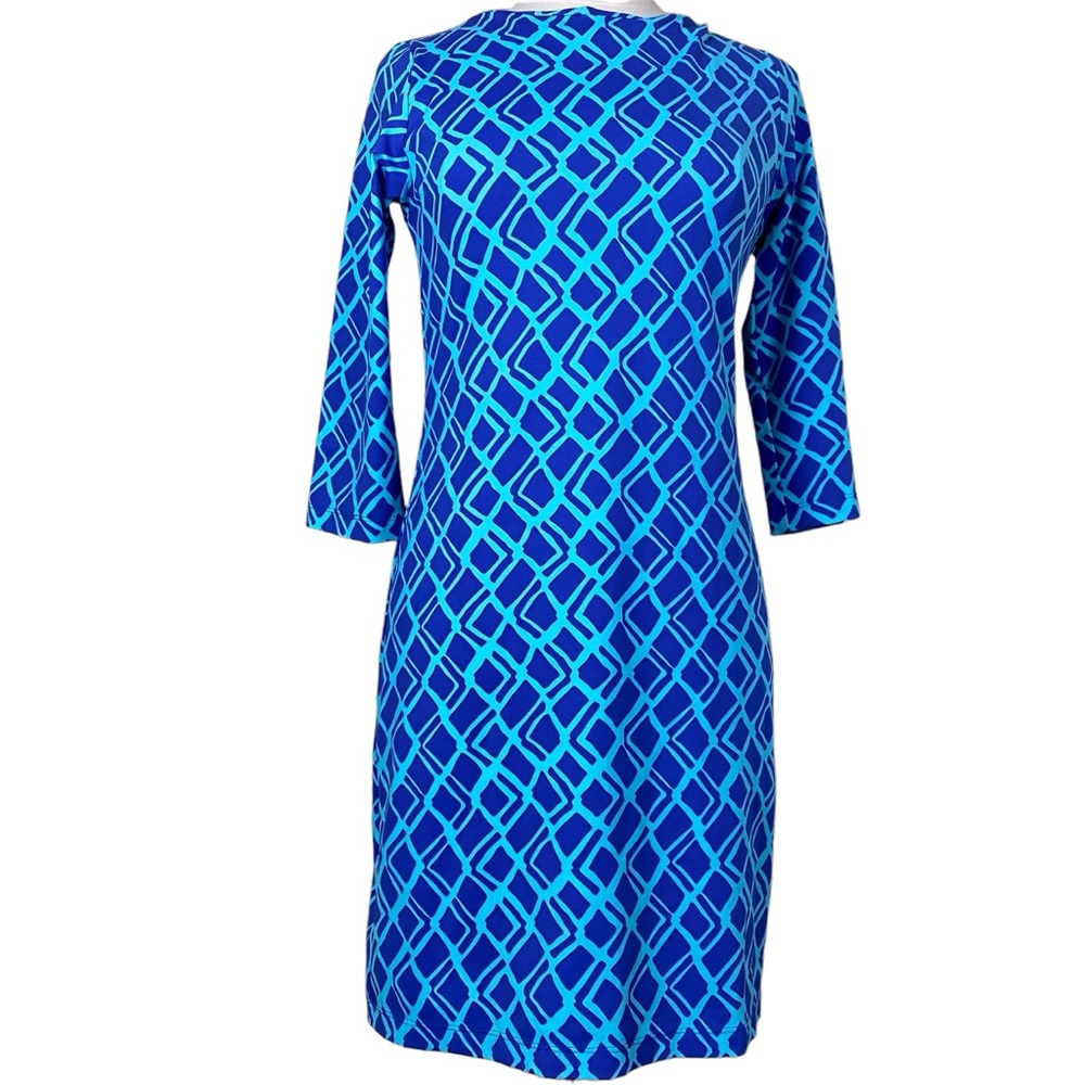 Britt Womens Dress Sz Extra Small Blue Nylon Spandex 3/4 Sleeve Preppy USA